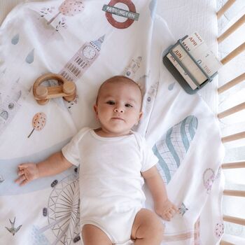 Muslin Baby Swaddle Blanket Newborn Baby Shower Gift Super Soft 100% Cotton London, 2 of 7