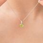 Peridot Solitaire Pendant Necklace In Sterling Silver And Gold, thumbnail 7 of 10