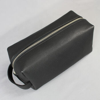 Black Leather Cosmetics Bag With Gunmetal Zip, 4 of 8