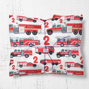Personalised Fireman Fire Truck Wrapping Paper, 5 of 9