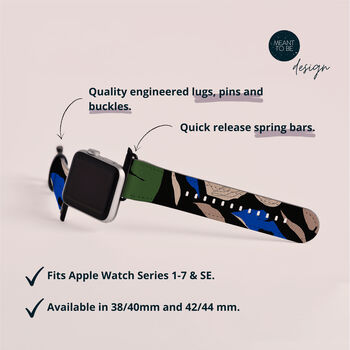 Blue Tropical Vegan Leather Apple Watch Band, 6 of 6