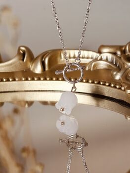 Silver White Jade Lily Of The Valley Toggle Necklace, 11 of 12