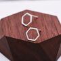 Sterling Silver Minimalist Open Hexagon Stud Earrings, thumbnail 2 of 12