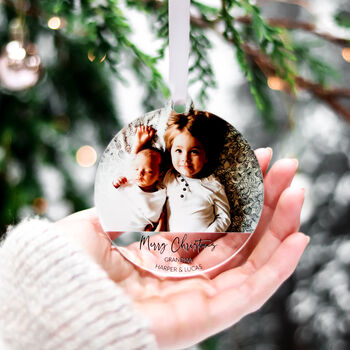 Family Photo Personalised Christmas Tree Ornament, 5 of 9