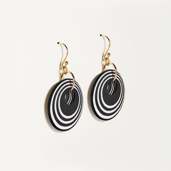 Black And White Stripey Circular Earrings, 3 of 6