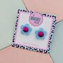 Flower Glitter Resin Stud Earrings Silver, Green And Blue, thumbnail 7 of 12