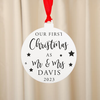 Personalised New Couple Christmas Tree Bauble, 2 of 5