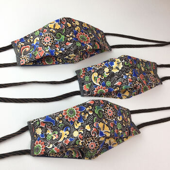 Vintage Floral Print Reusable Face Mask Four Layers, 3 of 7