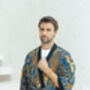 Men's Batik Kimono Robe In Royal Blue, thumbnail 5 of 6