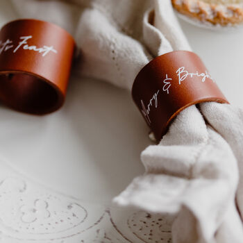Set Of Two Personalised Leather Napkin Rings, 6 of 8