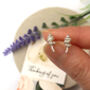 Sterling Silver Dainty Lavender Earrings, thumbnail 4 of 12