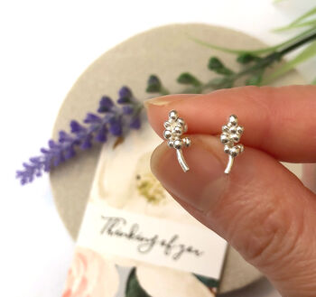 Sterling Silver Dainty Lavender Earrings, 4 of 12