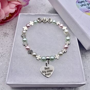 Personalised Big Sister Bracelet Keepsake Gift, 11 of 12