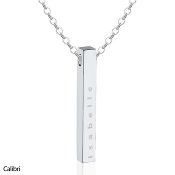 Sterling Silver 3D Vertical Bar Name Necklace, 5 of 8