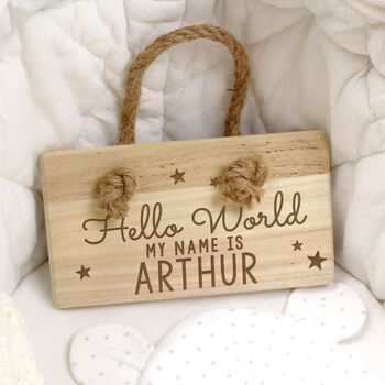 Personalised Welcome To The World Baby Wooden Sign, 3 of 5