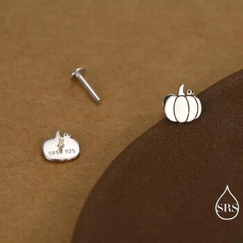 Pumpkin Internally Threaded Flat Back Earrings In Sterling Silver, 5 of 11