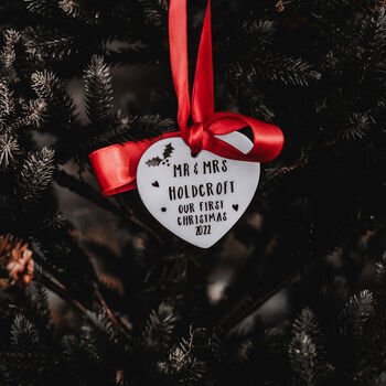 First Married Christmas Personalised Decoration, 2 of 3