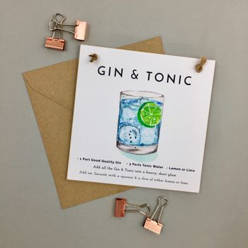 Gin And Tonic Cocktail Gift A Card, 2 of 3