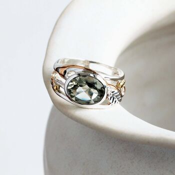 Green Amethyst Ring With Leaf Motif, 3 of 7