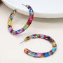 Multicoloured Flat Large Hoop Earrings, thumbnail 3 of 3