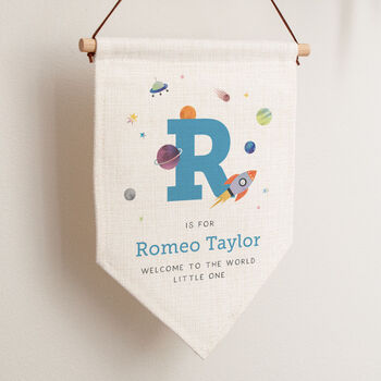 Rocket And Planets Children's Initial Hanging Flag, 2 of 2