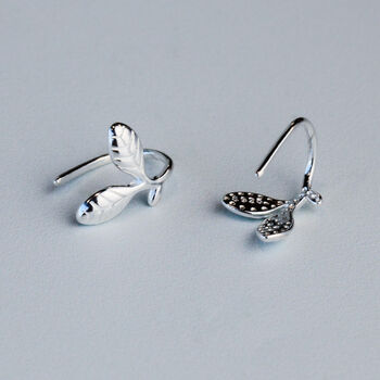 Sterling Silver Leaf Hook Earrings, 4 of 6