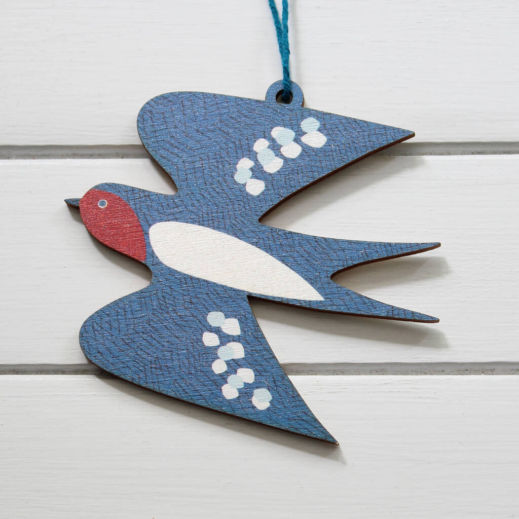 Swallow Wooden Bird Hanging Decoration, 1 of 3