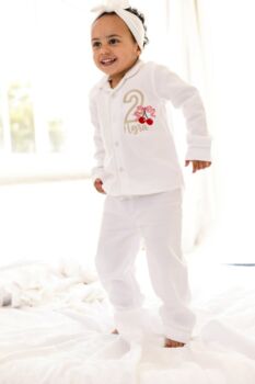 Cherry Birthday Embroidered Personalised Pyjamas Choice Of Ages Available, 3 of 9