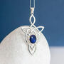 Genuine Sapphire Celtic Knot Necklace In Silver, thumbnail 3 of 11