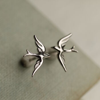 Sterling Silver Swallow Bird Stud Earrings, 4 of 6