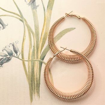 Gold Plated Tapered Spring Hoop Earrings, 5 of 8