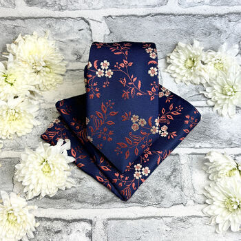 Burnt Orange Floral Wedding Tie Set, 6 of 6