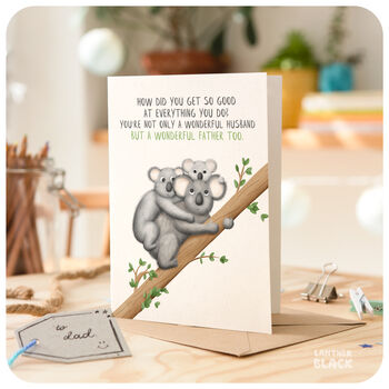 Koalas Cute Father's Day Card For Husband Dad Birthday, 4 of 6