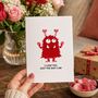 Funny Heart Monster Valentine’s Card, thumbnail 1 of 6
