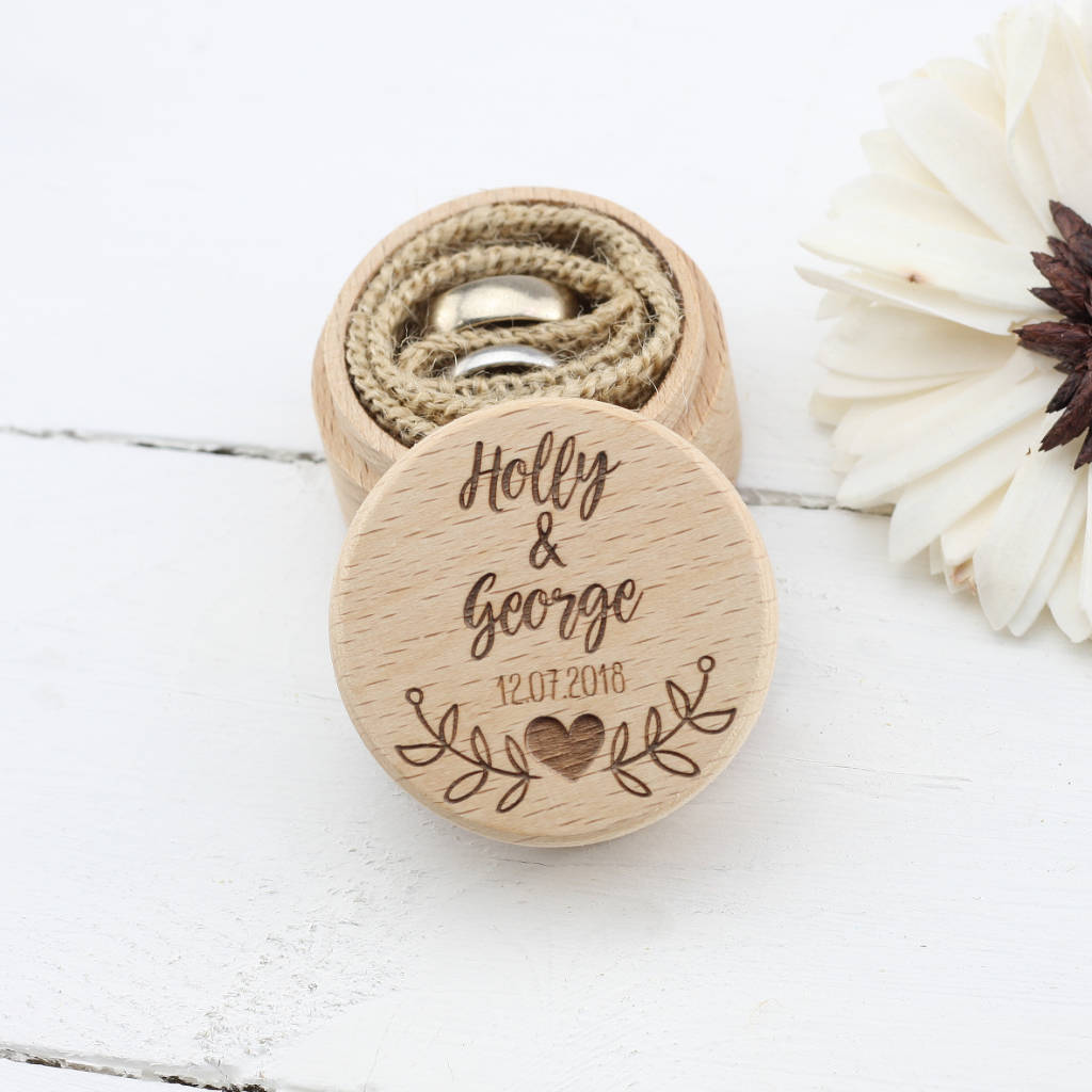 Personalised Wooden Wedding Ring Box In Nine Designs, 1 of 12