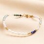 Cool Tone Semi Precious And Pearl Beaded Bracelet In Gold, thumbnail 1 of 4