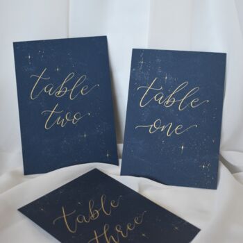 Personalised Celestial Wedding Table Number Name Card, 3 of 5