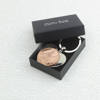60th Birthday 1963 Penny Coin Heart Keyring, 3 of 6