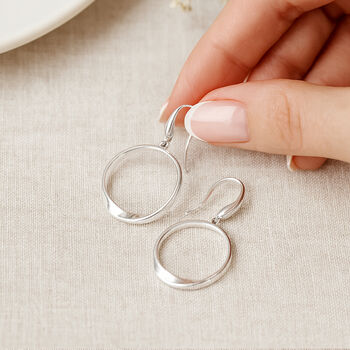 Sterling Silver Twisted Mobius Hoop Drop Earrings – 19mm, 6 of 7