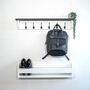 White Coat Rack With Black Shelf 10cm Deep, Shelf With Hooks, Black Hooks, Silver Hooks, Bronze, Copper, Chrome Hooks, Brass Hooks, thumbnail 4 of 10