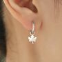 Delicate Maple Leaf Charm Huggie Hoop Earrings, thumbnail 1 of 11