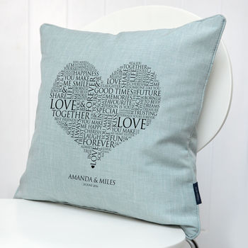 Personalised Heart Word Art Piped Cushion, 3 of 4