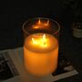Three Flickering Wicks Glass Candle Battery Operated, thumbnail 8 of 10