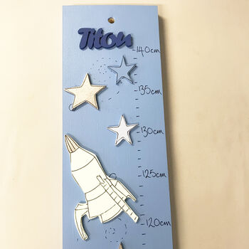 Personalised Jade Rockets Wooden Height Chart, 8 of 10