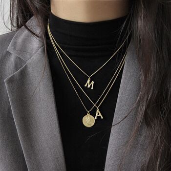 Gold Plated Vintage Initial Necklace, 4 of 7