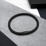 Men's Personalised Special Date Slim Woven Leather Black Clasp Bracelet, thumbnail 3 of 7