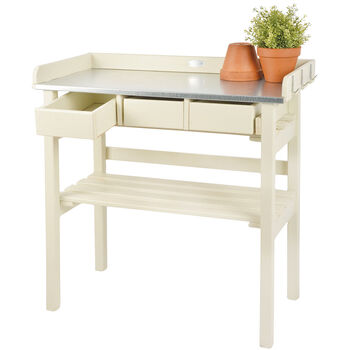 Lacquered Garden Three Drawer Workbench Grey Or Cream, 3 of 5