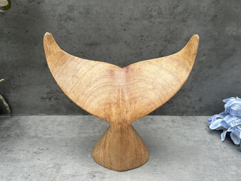Hand Carved 19cm Diving Whale Tail Wooden Ornament Gift, 11 of 12