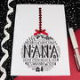 Nana Christmas Bauble Card Personalised, thumbnail 3 of 3