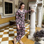 Black And Pink Block Print Floral 100% Cotton Ladies Pyjamas, thumbnail 5 of 8